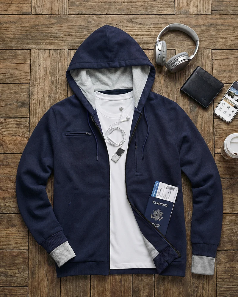 بيواكوف Men's Navy Plus Size Airport Hoodie